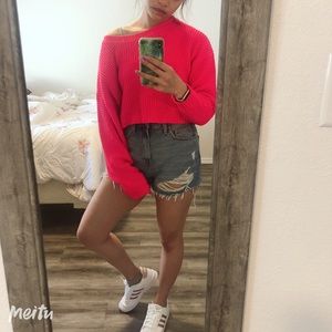 Hot Pink Cropped Sweater